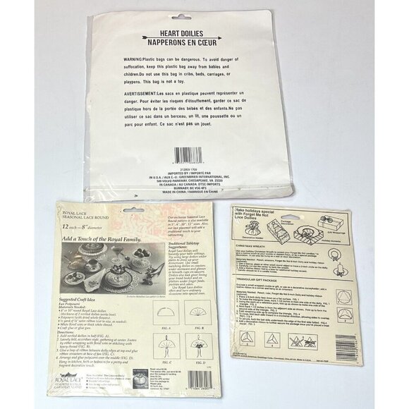 3pks VTG Paper DOILIES 6" Gold 8" Poinsettia Christmas 10.5" White Hearts NIP - Picture 2 of 2